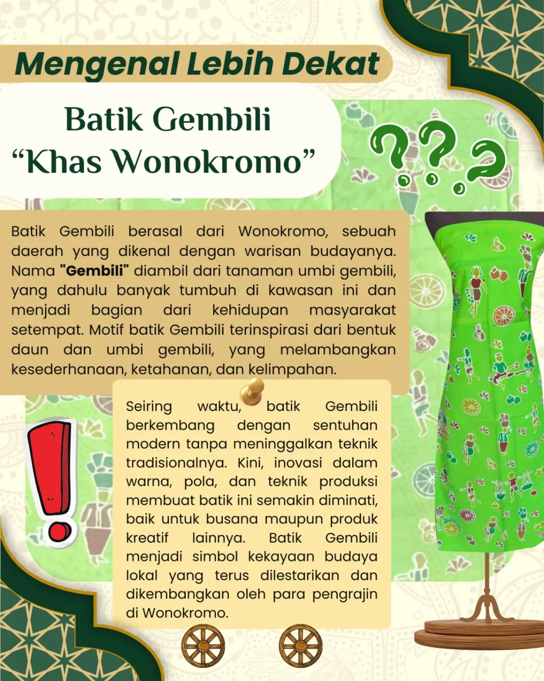 Pernah dengar Batik Gembili motif khas yang menggambarkan kehidupan pedagang tradisional dengan